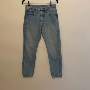 Blue 501s skinny 2/3 length